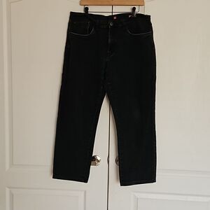 IZOD Men's Denim Jeans Slim Straight, Comfort Fit 36 × 32 Black